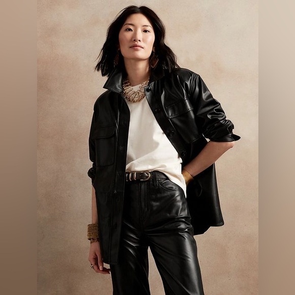 BANANA REPUBLIC faux leather shirt jacket - Picture 13 of 14